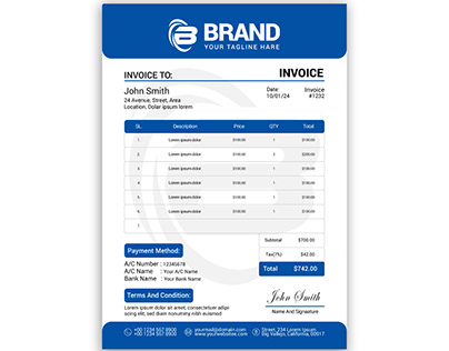 Minimal Modern simple invoice design template