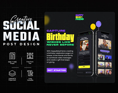 Birthday Social Media Post Design | Ads Design | Banner