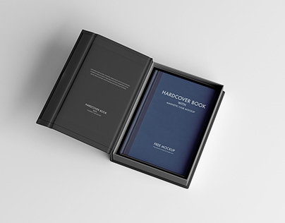 Free Hardcover Book With Magnetic Case Mockup