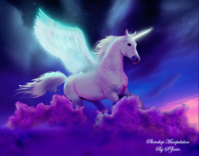 Photoshop Manipulation ~ A mysterious unicorn pegasus