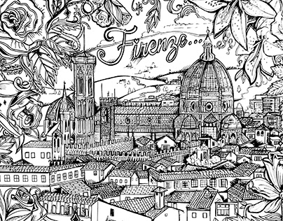 Florence Firenze Ink Illustration