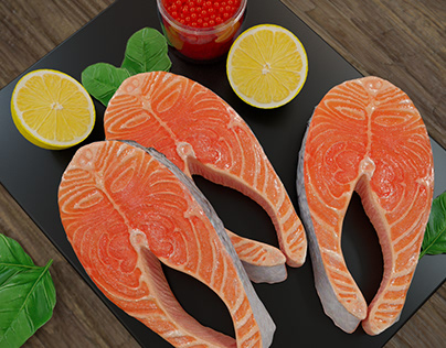 Salmon with caviar and lemon