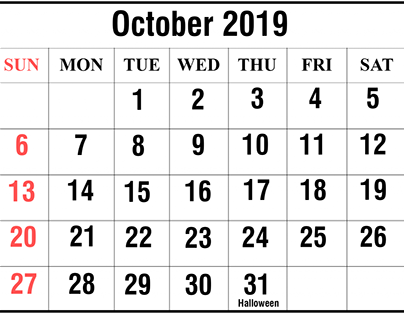October 2019 Calendar PDF
