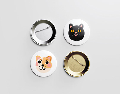 Cat’s button pins design