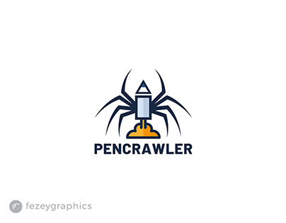 Spider + Rocket + Pen combination logo design