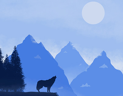 Icy Mountains & Wolf