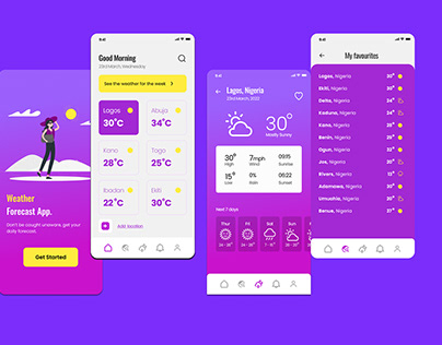 Weather forecast mobile app UI design