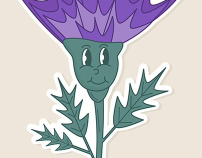 Retro style sticker with thistle