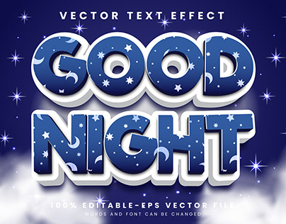 Good Night 3d editable text style Template