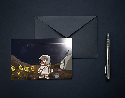 (PG-8) Pigeon Polly space postcard