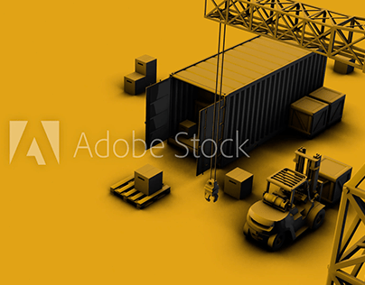 Adobe Stock 3D Rendering/Yellow isometric infographic