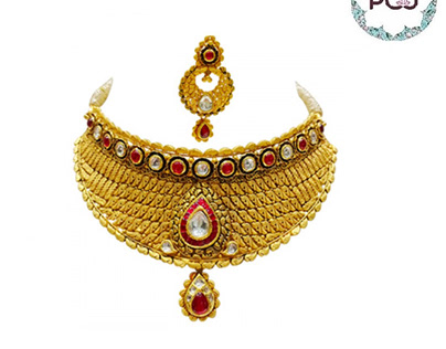Gorgeous Gold Choker Necklace By PC Jeweller