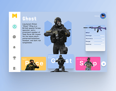 call of duty character info ui design