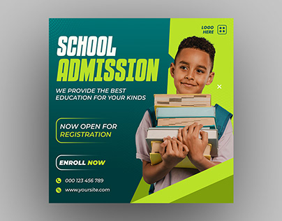 School Admission Social Media ads banner Template