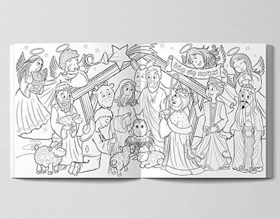 Nativity - coloring book page