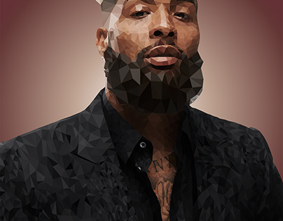 Portrait of Odell Beckham Jr. in Low Poly style.