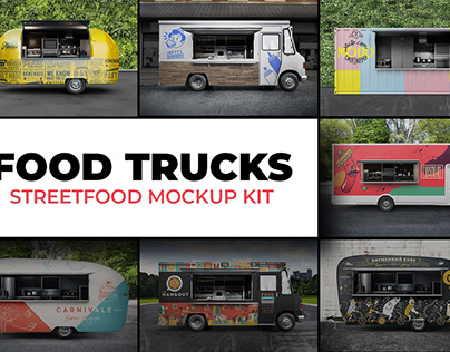 Bundle. Food Trucks. PSD MOCKUPS.