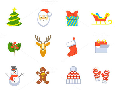 Christmas Symbols Flat Vector Icons