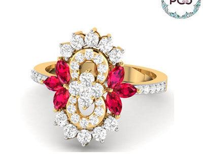 Perfect Diamond Cocktail Gold Ring Gift By PC Jeweller