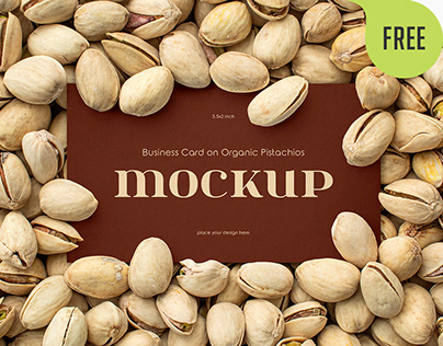 Free Business Card Mockup on Organic Pistachios