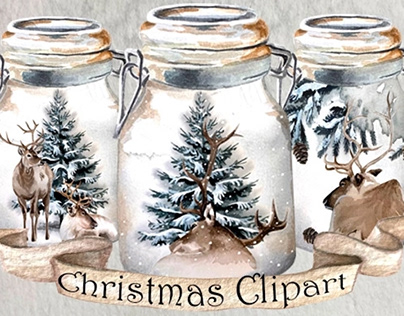 Christmas Illustrations, Christmas Deer Clipart