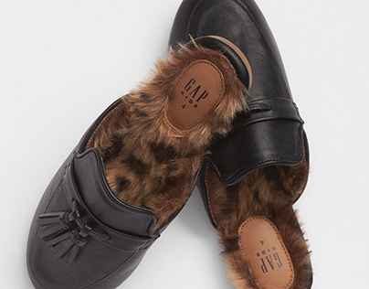 tassel faux-lined loafer mule;  shoe design/cad design
