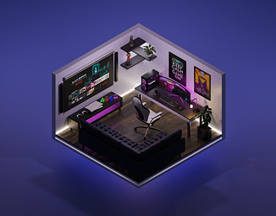 Isometric Gaming Room Blender