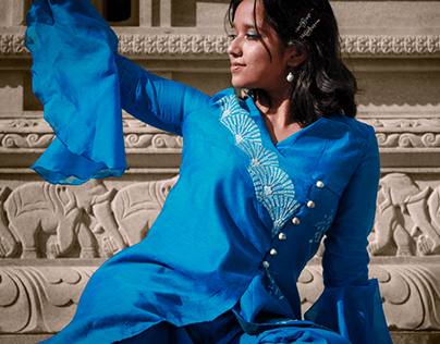 Chanderi Silk-Cotton Angarkha Kurta Set