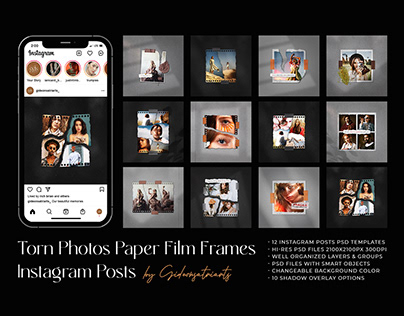 Torn Photo Paper Frames IG Templates