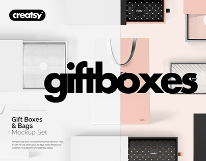 Gift Boxes and Bags Mockup Set