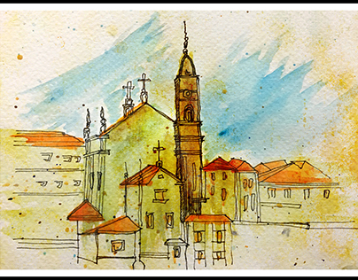 City Sketch | Pen&Ink | Watercolor | Mixed Medium