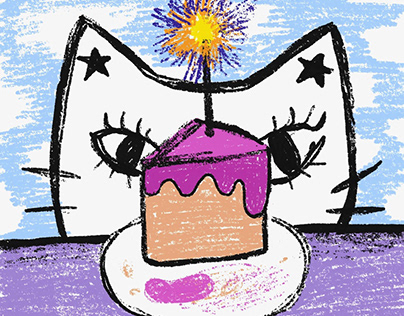 Ilustração Aniversário do Gatito