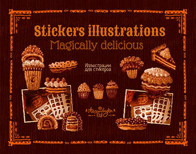 ↟ Stickers illustrations. Magically delicious