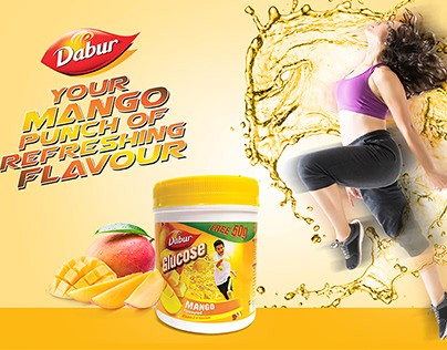 Dabur Glucose Mango Flavor Label Pack Design