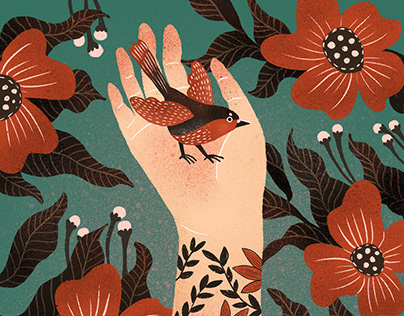 Bird & Flowers & My palm