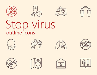 Stop virus outline iconset