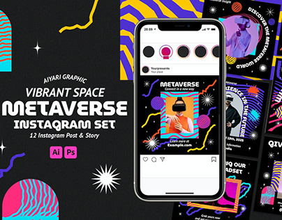 Vibrant Space Metaverse Instagram Set