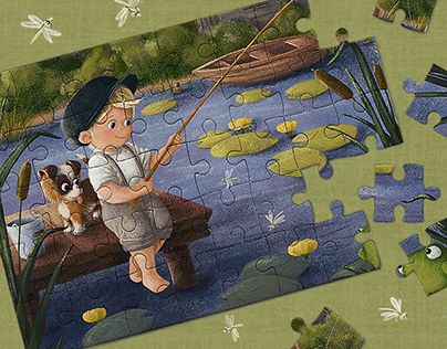 Summer children’s illustrations for puzzles