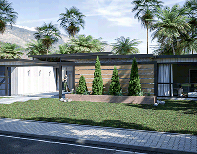 Mid Century Modern House 3D Visualization