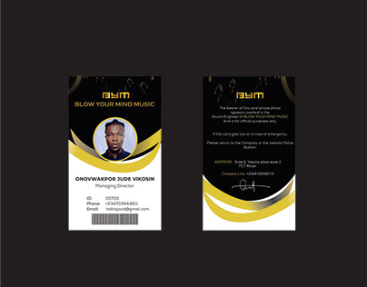 Blow Your Mind Music Ltd ID Card Design sample