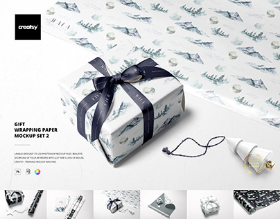 Gift Wrapping Paper Mockup Set 2