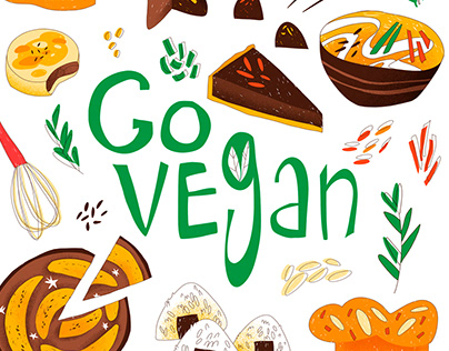 Illustration for collection of vegan recipes