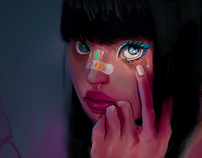 Portraits paintings in anime and semi realistic style