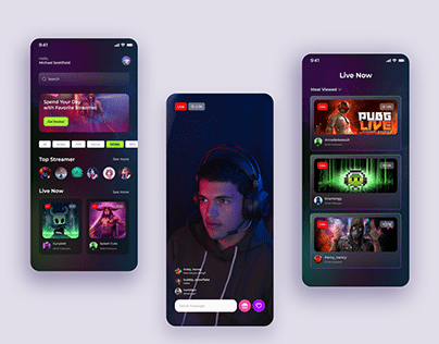Pixel Mobile Gaming Streaming App Design
