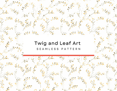 Twig and Leaf Art Seamless Patterns