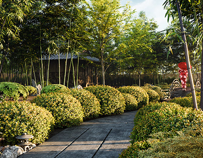 Japanese Temple Garden CGI