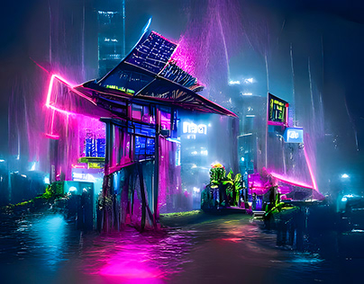 AI art experiments - Cyberpunk city