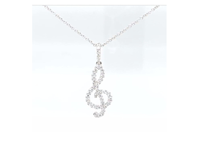 Treble Clef Necklace Diamond by Elgrissy Diamonds