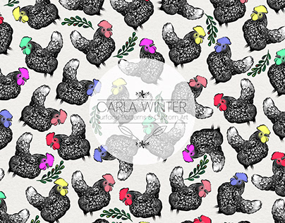Funky Chickens Seamless Pattern