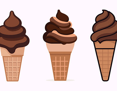 Chocolate Ice Cream Flat Vector illustration Set